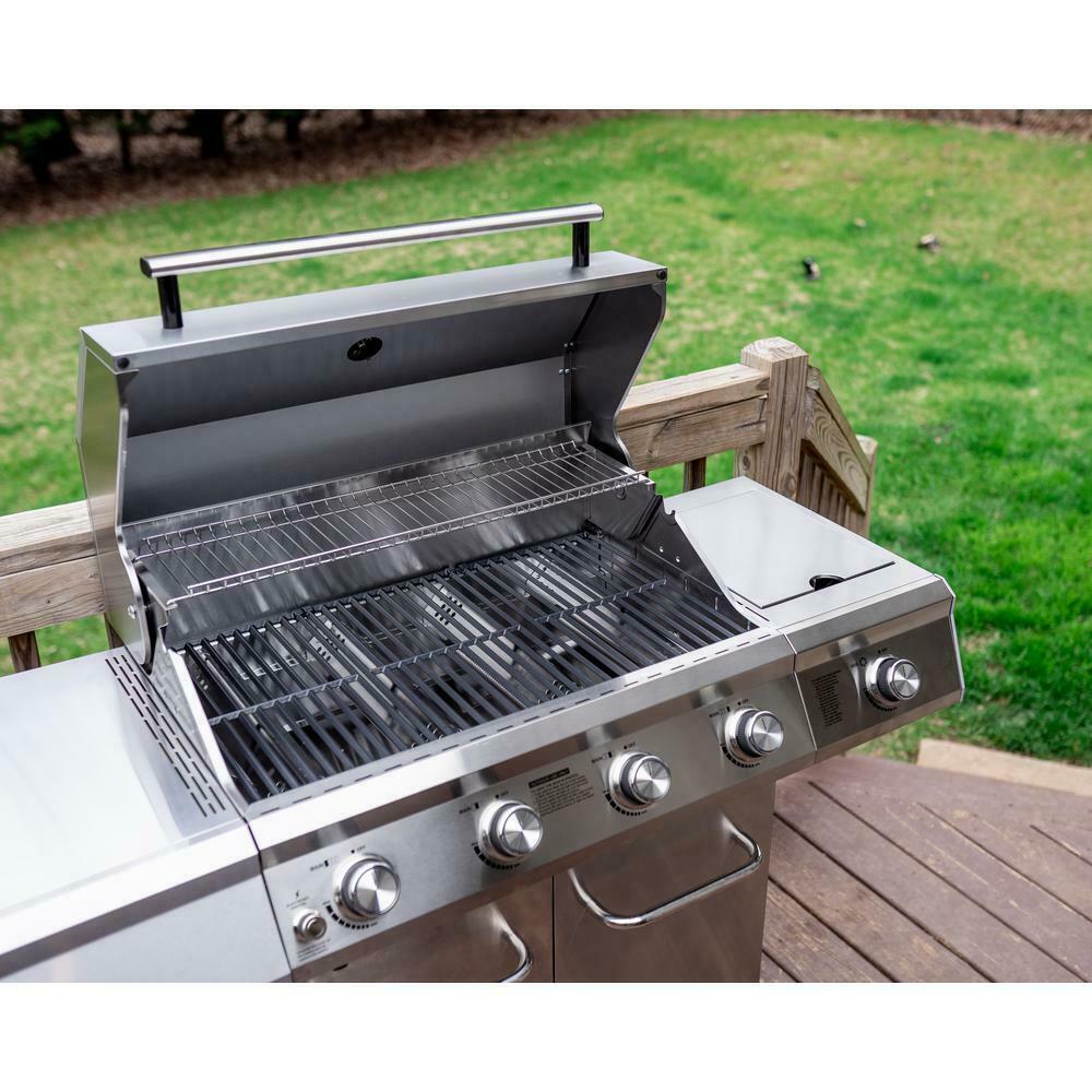 Monument Propane Gas Grill LED Controls Stainless Steel 4 Burners 1 Side Burner
