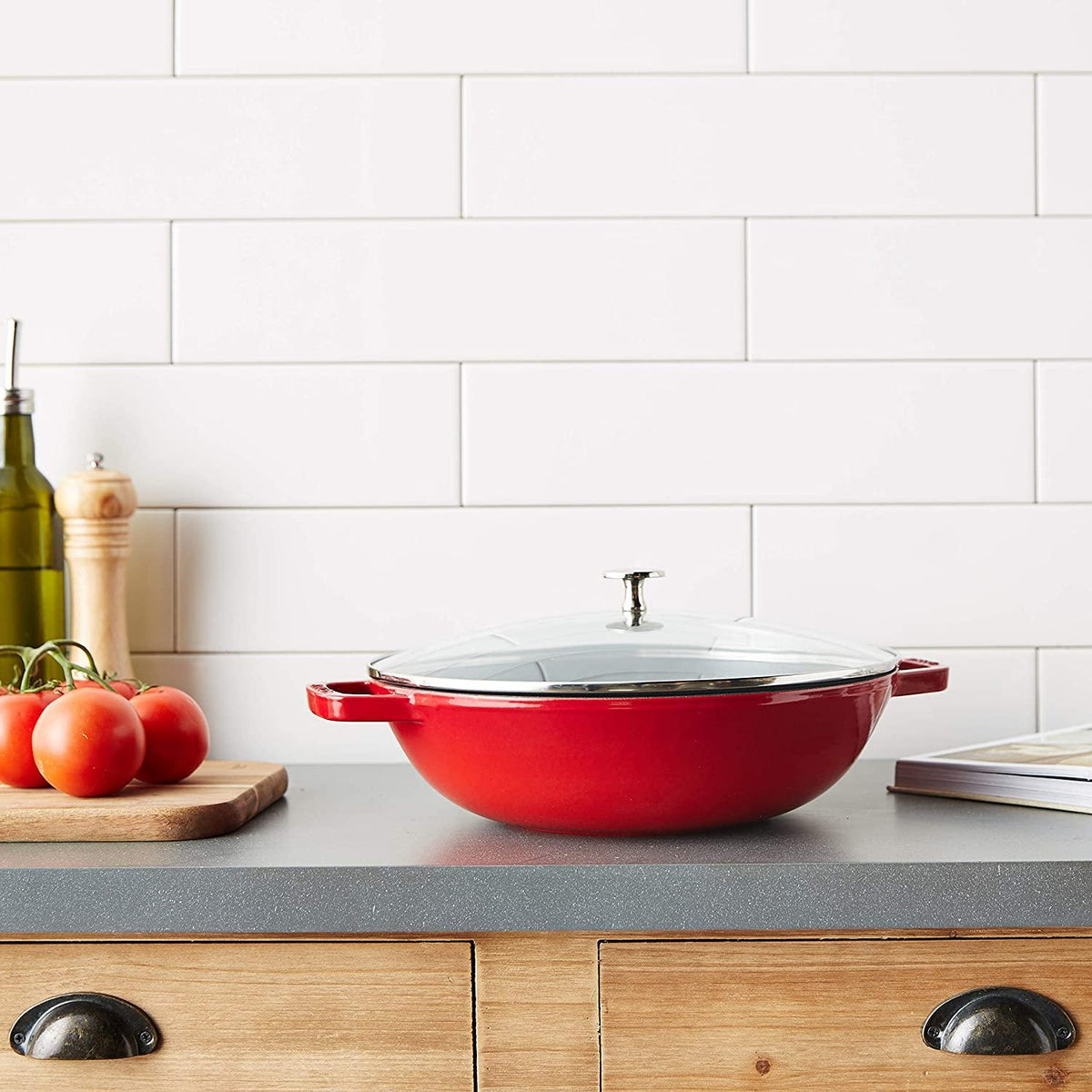 STAUB Cast Iron Perfect Pan, 4.5-quart, Cherry