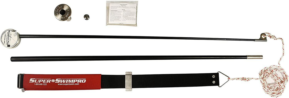 Super Swim Two Part Pole Stainless Steel in Deck Base Swimming Tether System, 91190
