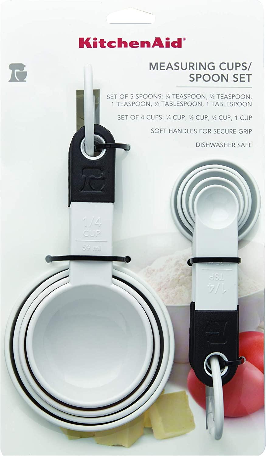 KitchenAid 9-Piece Measuring Cups and Spoons Set, White