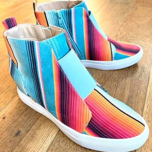 Women's Canvas Zipper Wedges Shoes