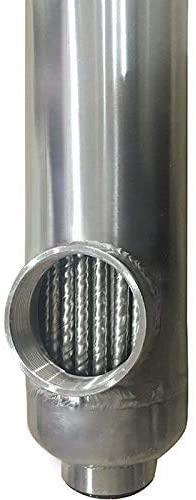 WiseWater Pool Heat Exchanger 210kBtu Stainless Steel 316L Opposite Ports 1 1/2" and 1 1/2" FPT