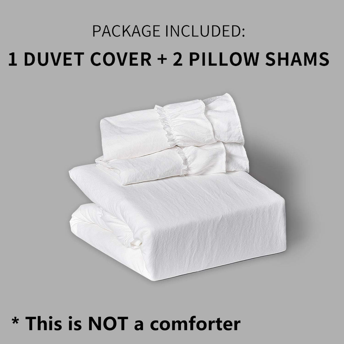 HIG 3 Piece Chic King Ruffle Duvet Cover Off - Handmade Rustic Ruffle - 100 Pre-Washed Microfiber Bedding Natural Wrinkle & Breathable Zipper Closure & Corner Ties (Hans), Hans-Off White