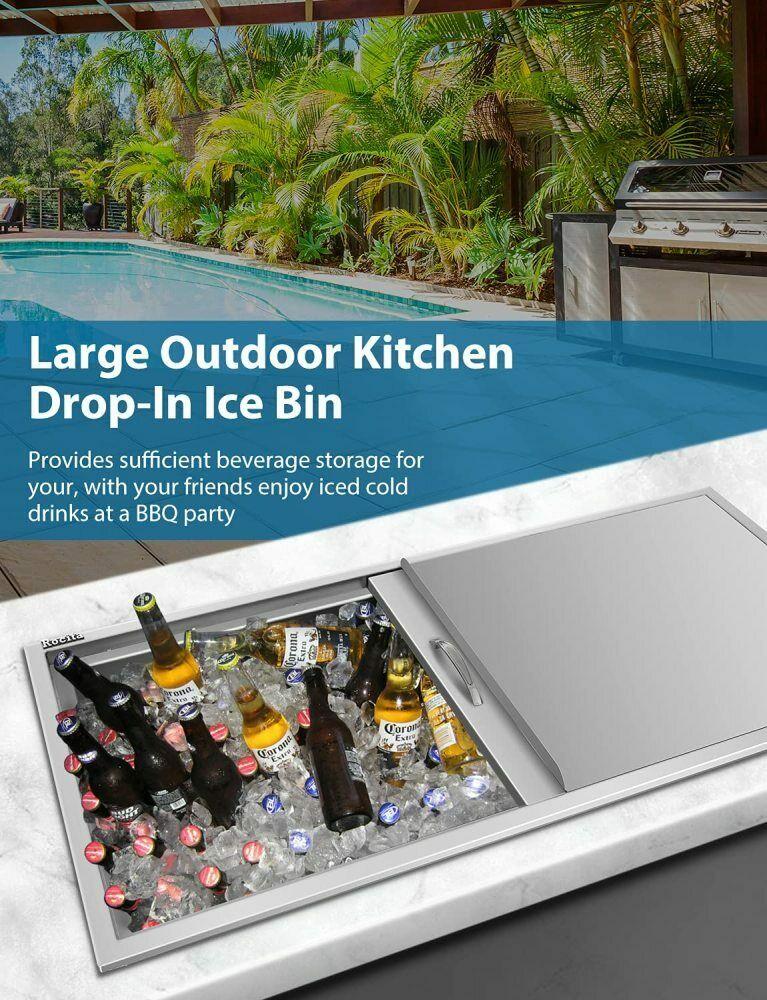 Drop In Ice Chest 36’’L x 18’’W x 14’’H 304 Steel Drop In Cooler