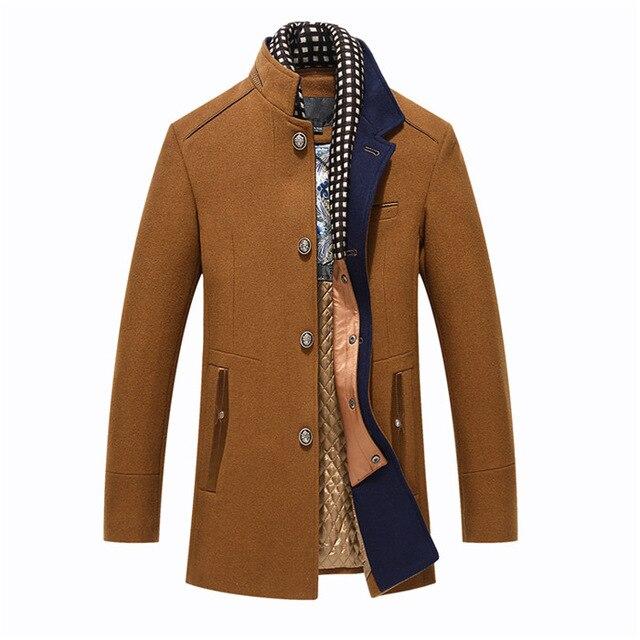 Fashion Business Double Collar Thicken Men Trench Coat
