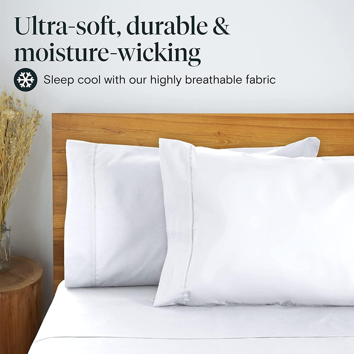 LuxClub 6 PC Extra Deep Pocket Full Size Sheets & Pillowcases Set - Hotel Bedding Silky Soft Eco Friendly Wrinkle Free Ultra Soft Cooling Bed Sheet Set deep Pocket up to 21" (Full, White)