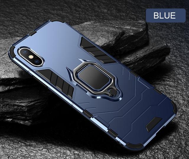 Phone Case - Luxury Heavy Duty Anti-knock Ring Bracket Shockproof Phone Case For iPhone X/XS/XR/XS Max