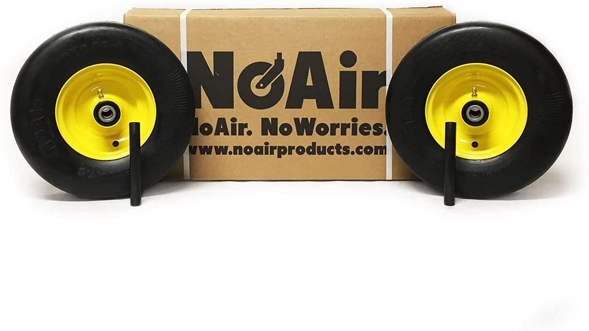 NoAir (2) John Deere Flat Free Wheel Assemblies 13x5.00-6 Yellow Replaces TCA13769