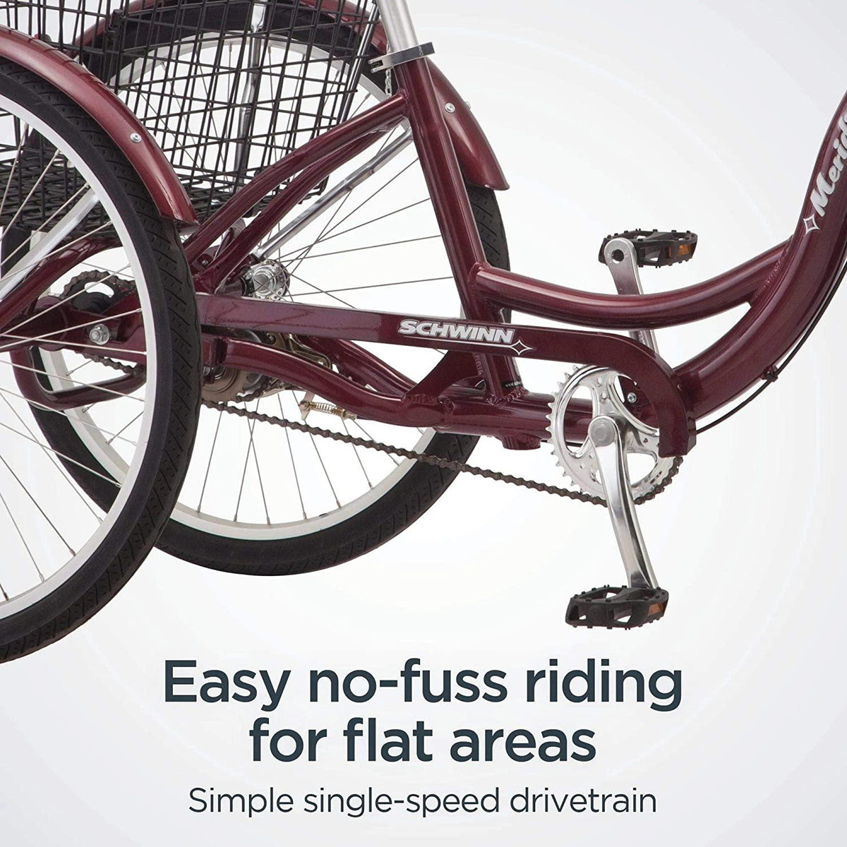 Schwinn Meridian Adult Trike, Three Wheel Cruiser Bike, Multiple Speeds, 26-Inch Wheels, Cargo Basket, Multiple Colors