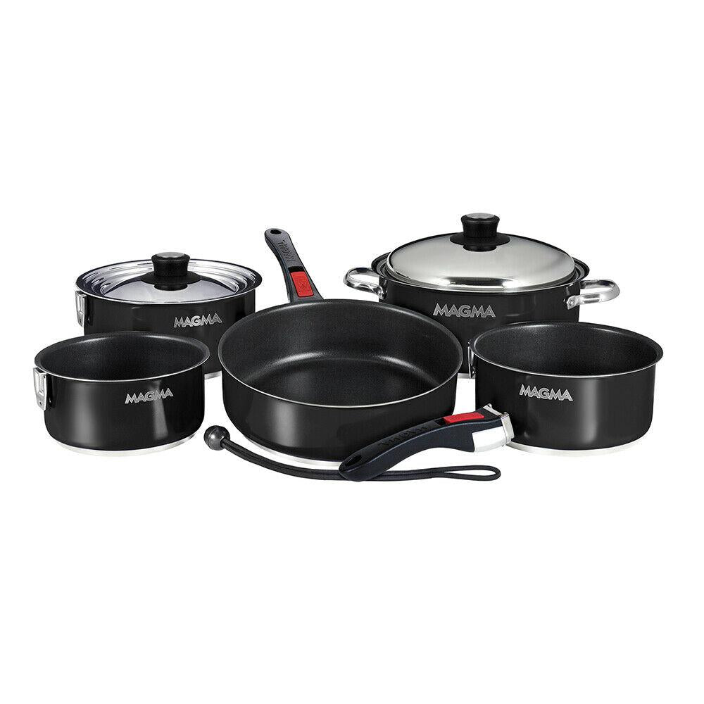 Magma "Nesting" 10-Piece Induction Compatible Cookware - Jet Black Exterior & Sl
