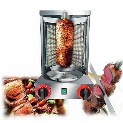 Shawarma Doner Kebab Machine Gyro Grill with 2 Burner Vertical Broiler for