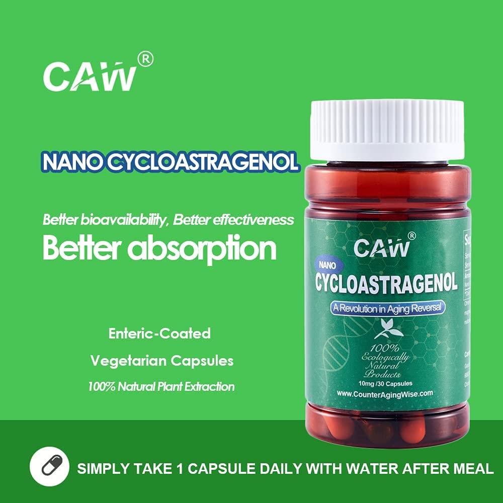 CAW Nano Cycloastragenol 10mg 30 Caps 3 Bottles Anti Aging Telomerase Activation Supplement…