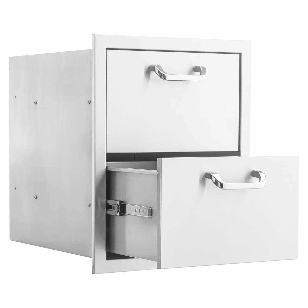 BBQGuys Signature 16-Inch Stainless Steel Double Access Drawer - Traditional