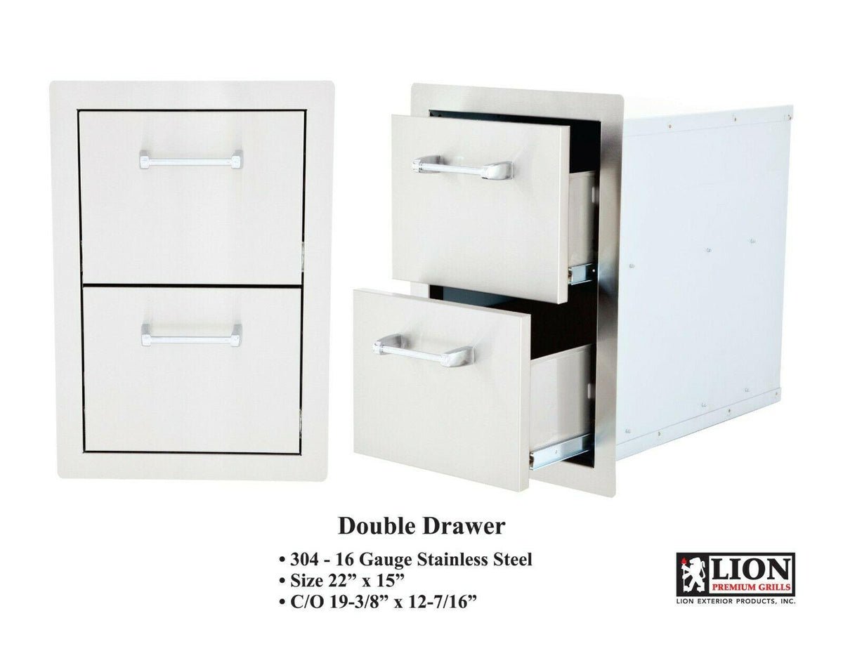 Lion Door Drawer Combo w/ Towel Rack + Double Drawer