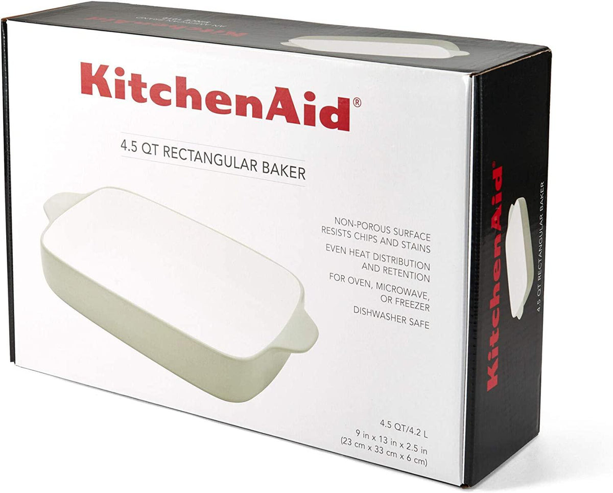 KitchenAid Vitrified Stoneware Rectangular Baker, 4.5-Quart, Pistachio