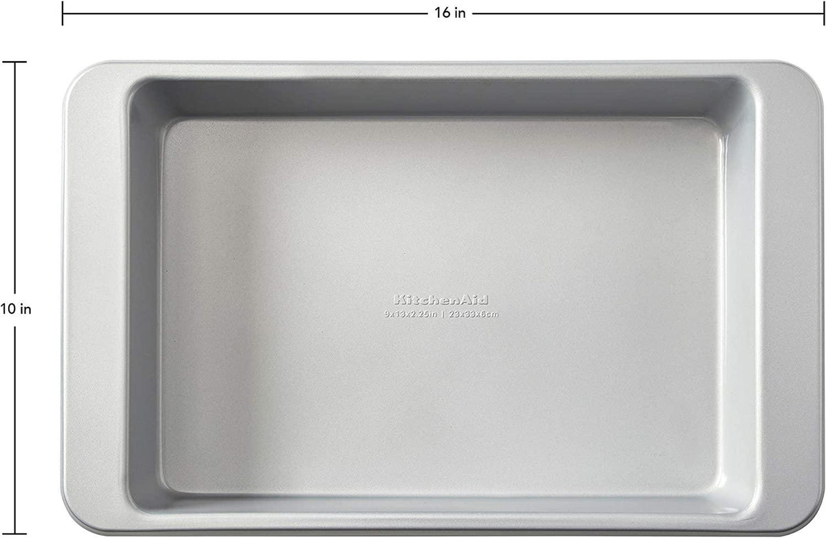 KitchenAid Nonstick Aluminized Steel Rectangular Cake Pan, 9x13-Inch, Silver