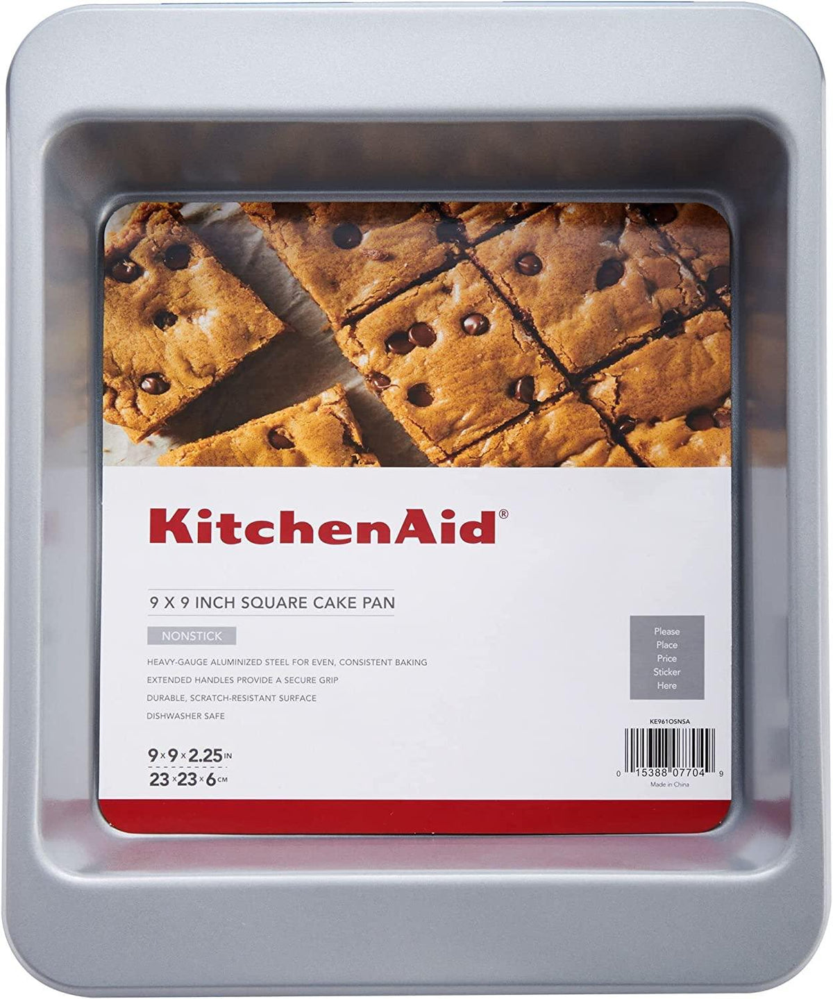 KitchenAid Nonstick Aluminized Steel Square Cake Pan, 9-Inch, Silver