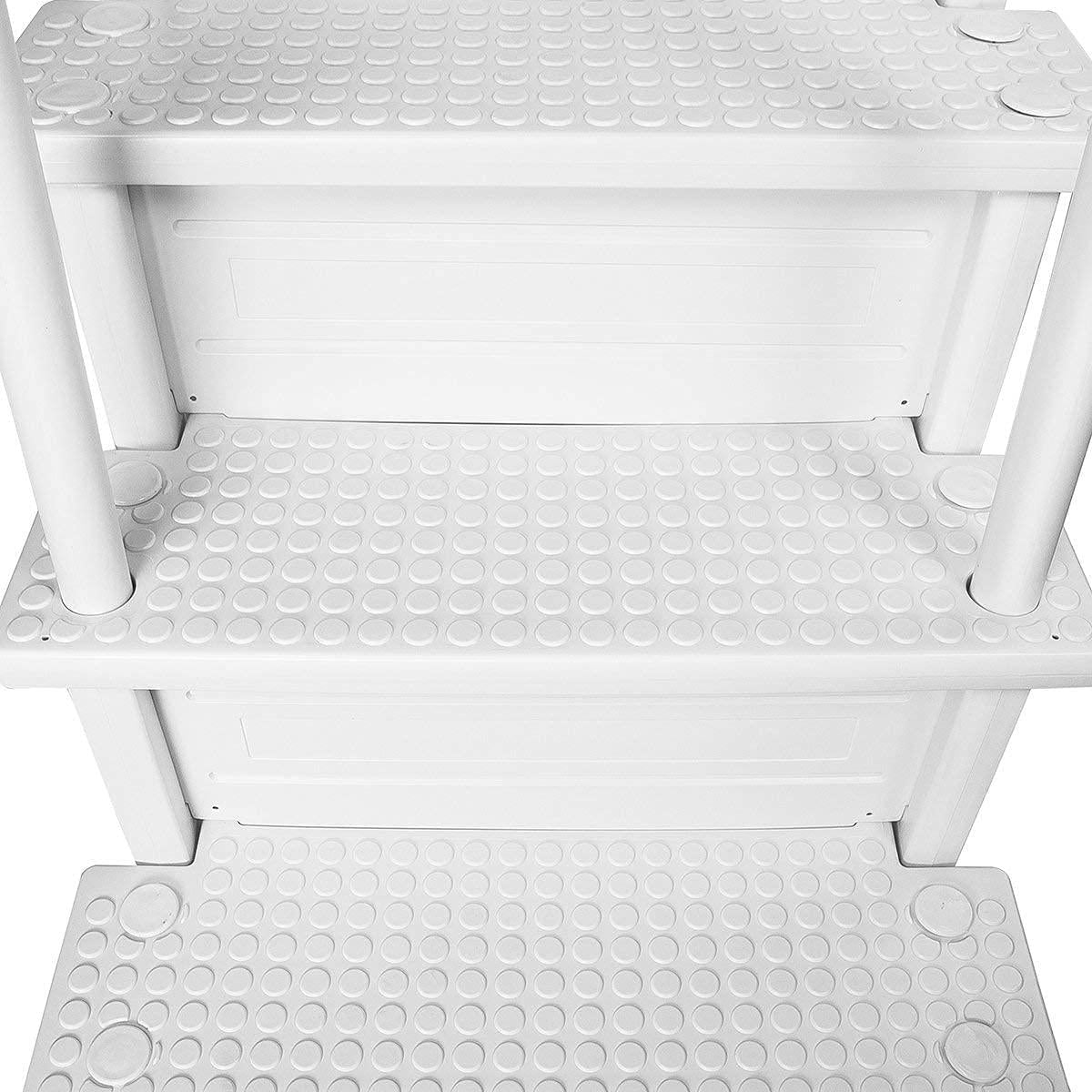Aqua Select Above Ground Anti-Slip Pool Steps to Deck | Safety Swimming Pool Ladder | Designed for Above Ground Swimming Pools | Holds Up to 350 Pounds | White