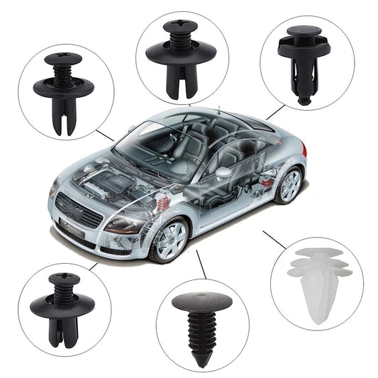 100pcs 6 Sizes Auto Parts Set, Auto Fastener Clip Mixed Car Body Push Retainer Pin Rivet ,Bumper Door Trim Panel Retainer Fastener Kit
