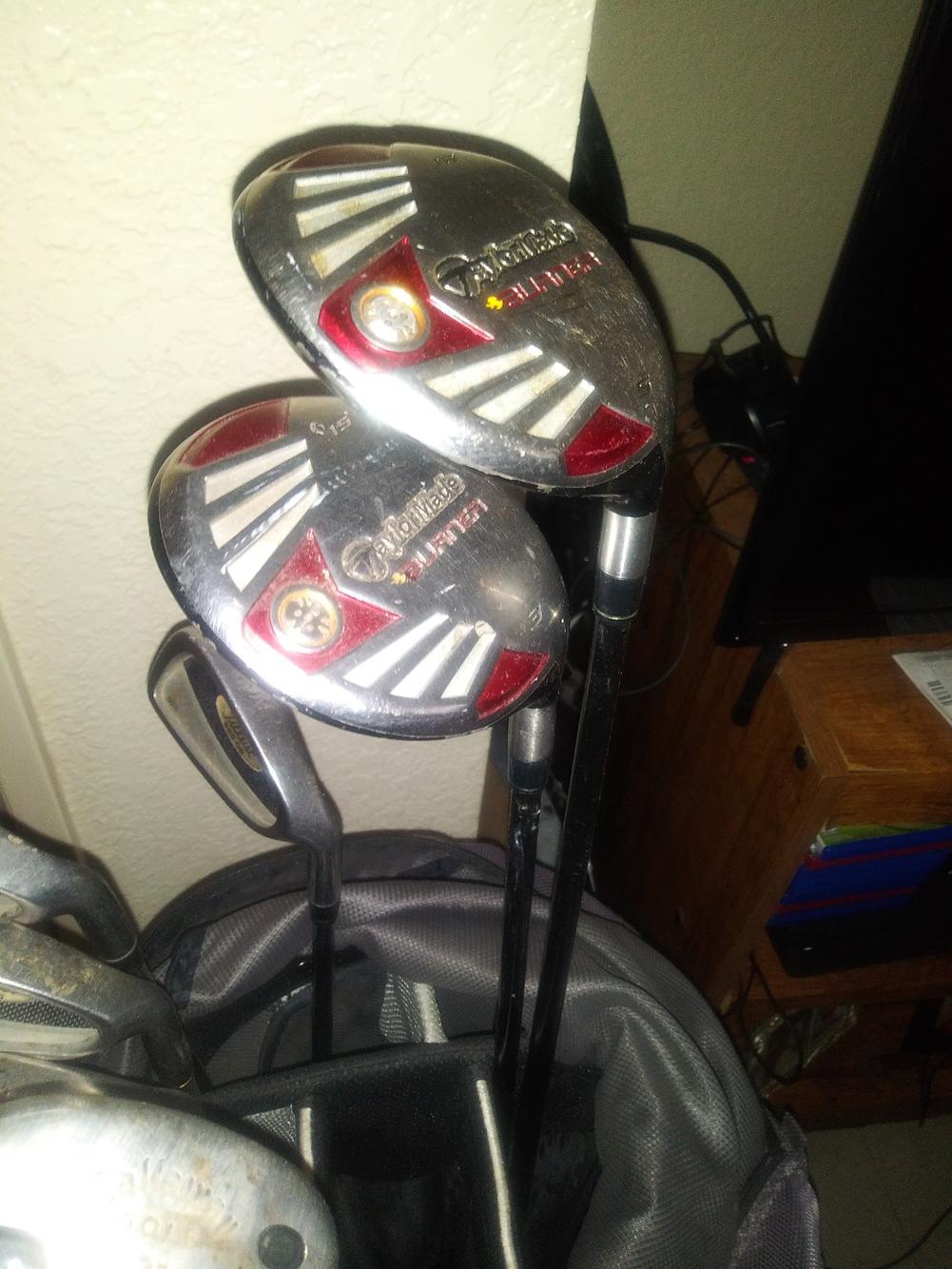 Used set of mixed top brand clubs and bag see discription