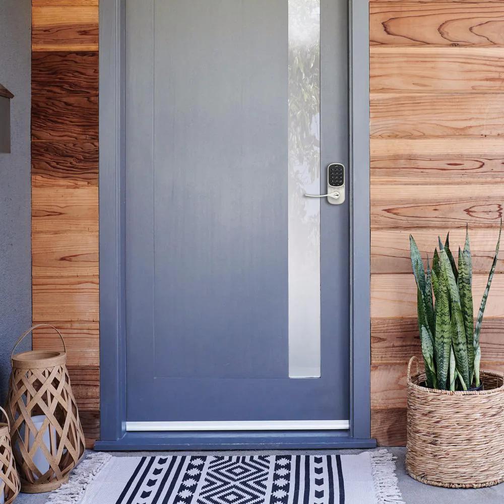 Assure Satin Nickel Door Lever Lock with Push Button Keypad