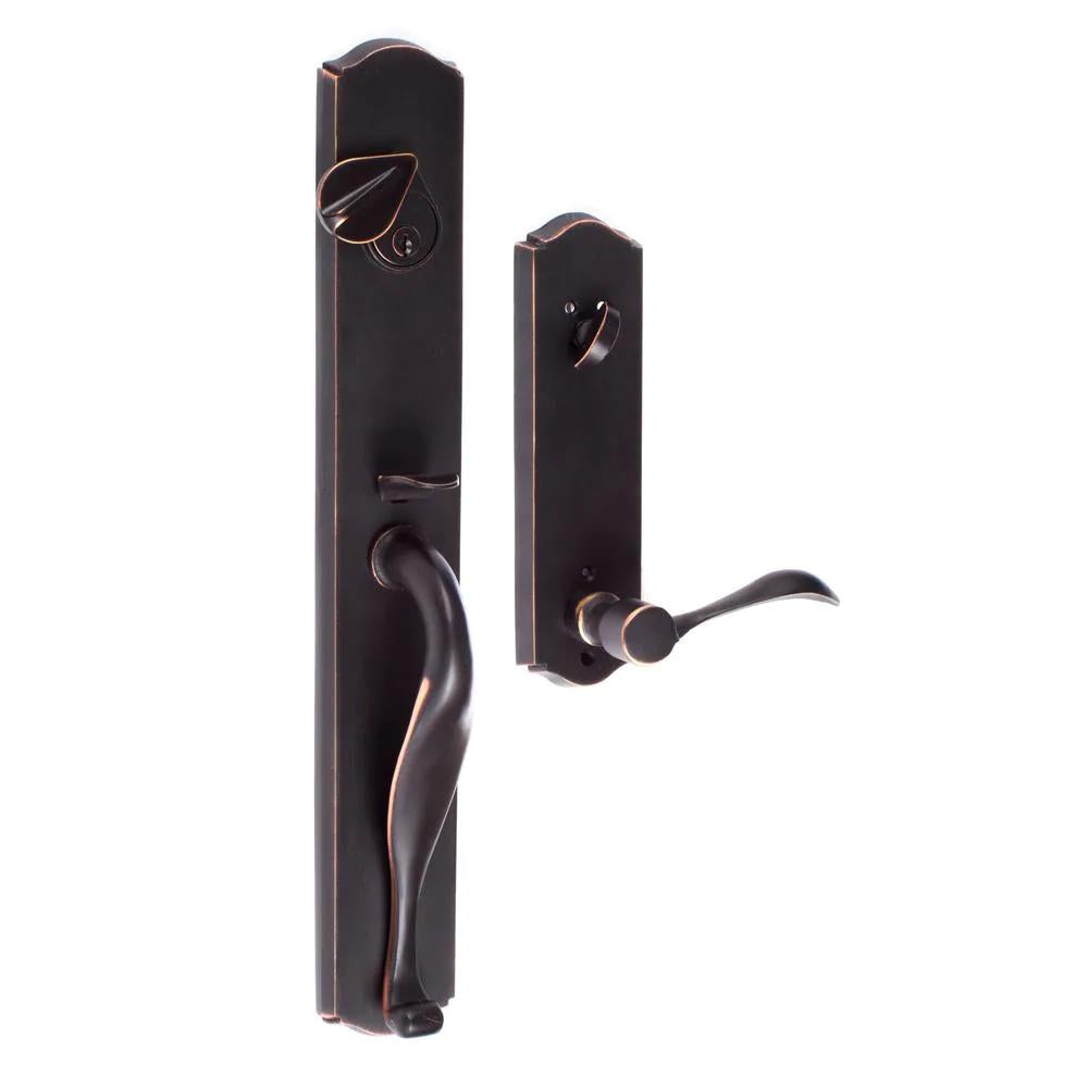 Wasatch Bronze Door Knob Handle set with Slickrock Interior Trim