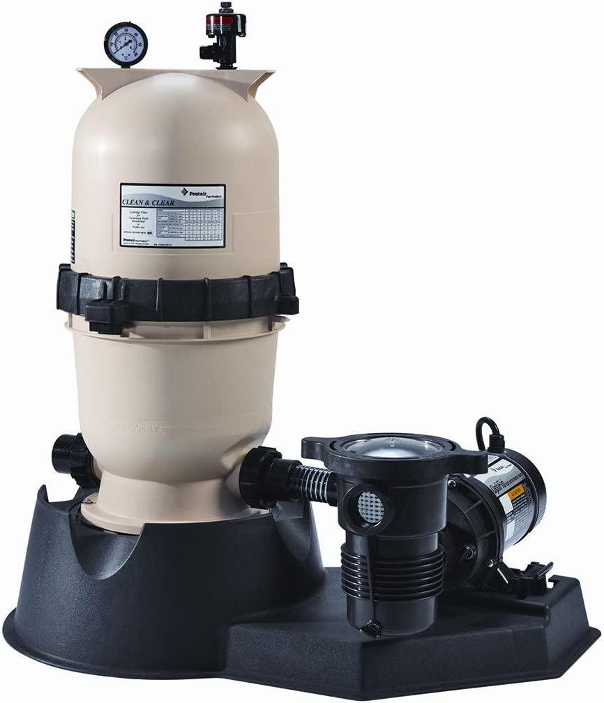Pentair PNCC0150OF1160 Clean and Clear Aboveground Cartridge Pool and Spa Filter System, 1-1/2 HP
