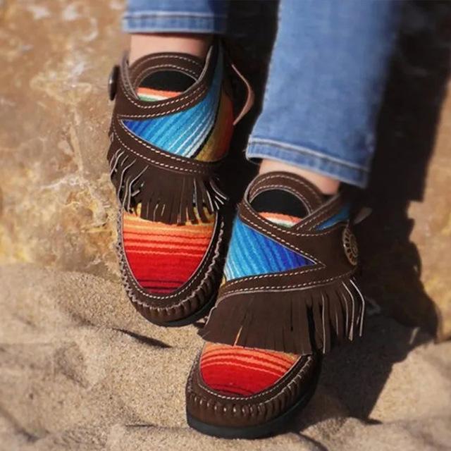 2021 Women's Comfy Flock Sewing Casual Flat Rainbow Boots
