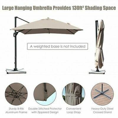 10x13ft Rectangular Cantilever Umbrella with 360 Rotation Function-Coffee - Col
