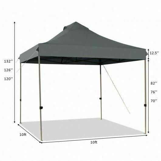 Du10' x 10' Portable Pop Up Canopy Event Party Tent Adjustable w/Roller Bag-Gray