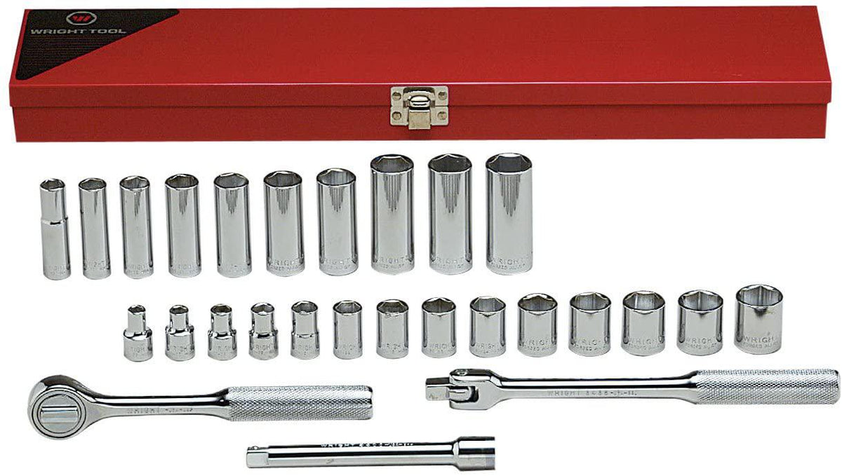 Wright Tool 377 3/8" Drive 6 Point Standard and Deep Socket Set (27-Piece)