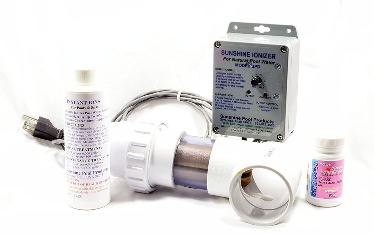 Swimming Pool Purifier Model SPD, Up to 50,000 Gallons Reduce Chlorine 75 to 85%, On Chemicals, Made in America, Longest Lasting Swimming Pool Ionizer in The World