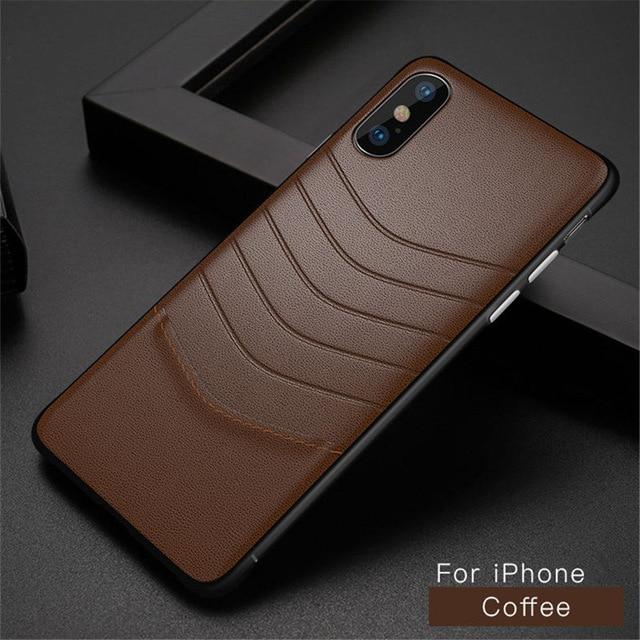 Phone Case - Luxury Vintage Ultra Thin PU Leather Protective Phone Case For iPhone XS/XR/XS Max 8/7 Plus