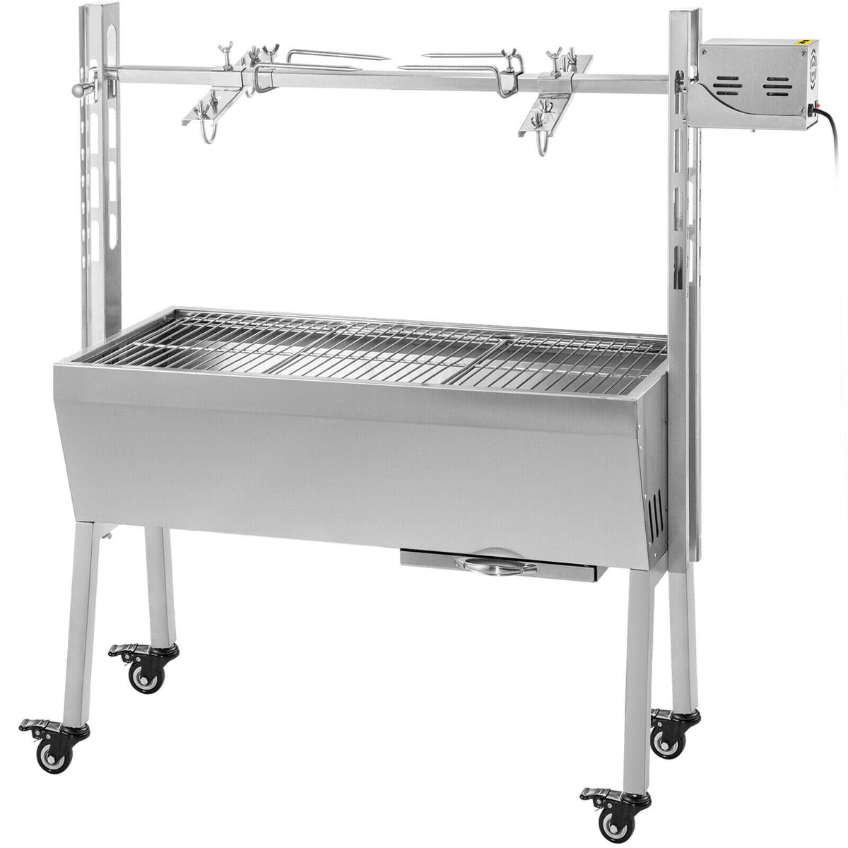 42'' 88Lbs Stainless Lamb Roaster Rotisserie Spit Wind Shield Charcoal Pig