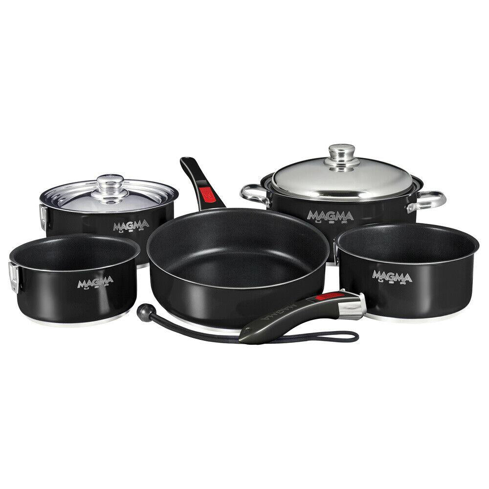 Magma Nesting 10-Piece Induction Compatible Cookware Black Exterior & Non-Stick