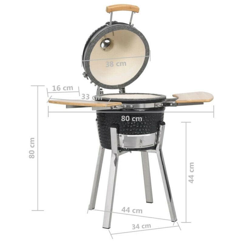31.9" Kamado Egg Style Ceramic BBQ Grill Smoker W/ Side Table for Pinic Camping