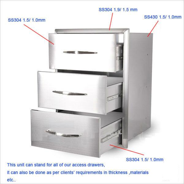 TRIPLE DRAWER OUTDOOR KITCHEN BBQ 304 STEEL ACCESS "BEST QUALITY"