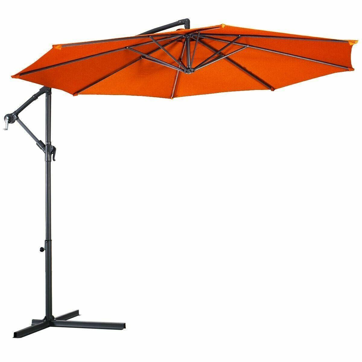 Modern Orange 10' Patio Outdoor Sunshade Hanging Umbrella-