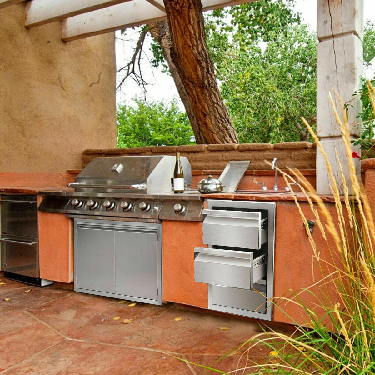 Outdoor Kitchen/bbq Island Stainless Steel Drawer Cabinet Combination Storage