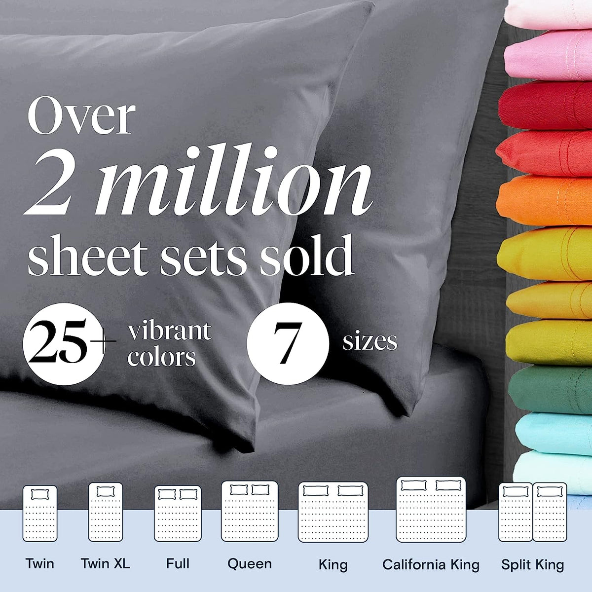LuxClub 6 PC California King Size Sheet Set Bamboo Sheets Deep Pockets 18" Eco Friendly Wrinkle Free Cooling Sheets Machine Washable Hotel Bedding Silky Soft - Light Grey California King