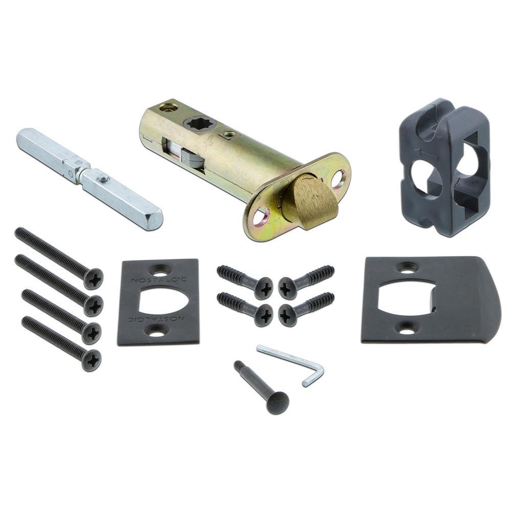 Studio Plate 2-3/4 in. Backset Oil-Rubbed Bronze Privacy Bed/Bath Black Porcelain Door Knob