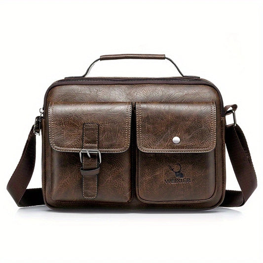 【WEIXIER】 Men's PU Material Crossbody Bag Men's Business Crossbody Bag Portable Shoulder Bag Casual Bag Men's Bag Gift For Father /Anniversary