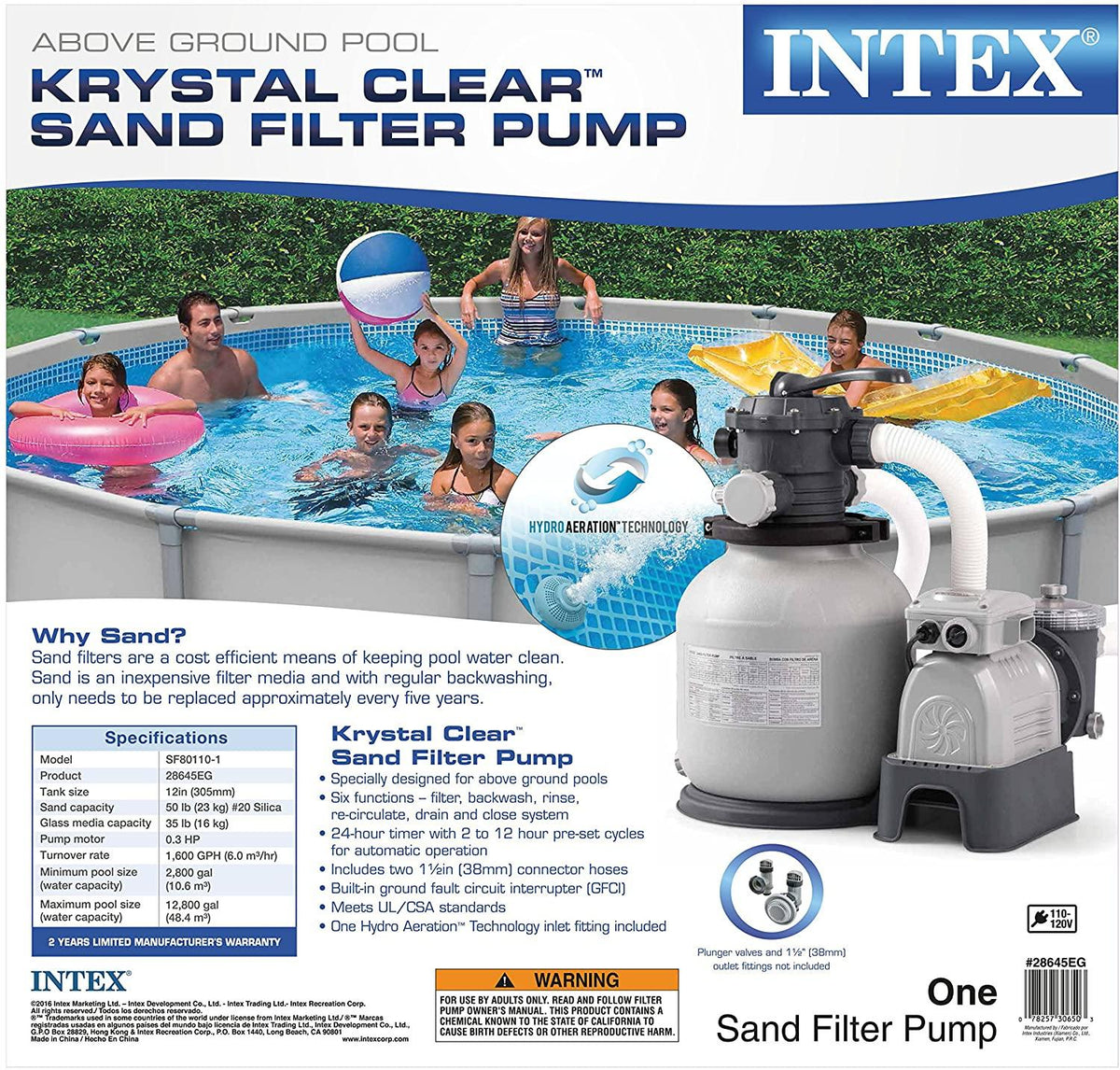 Krystal Clear Sand Filter Pump for Above Ground Pools, 12-inch, 110-120V with GFCI