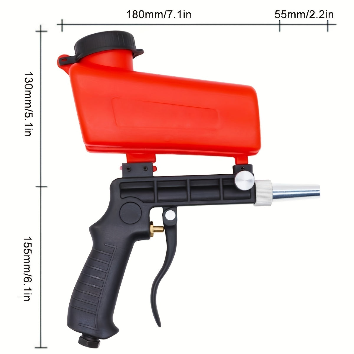 90psi Adjustable Sandblasting Gun, Portable Gravity Pneumatic Adjustable Small Air Blasting Derusting Sandblasting Spr