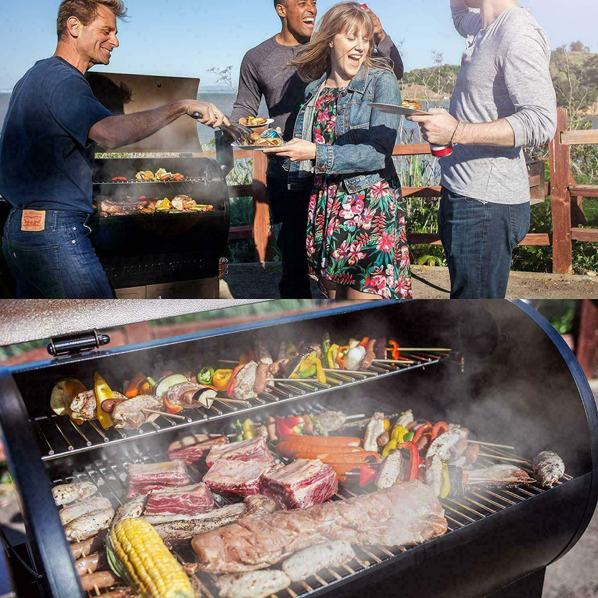 Z GRILLS Wood Pellet Smoker Outdoor BBQ Grill Barbecue Patio Meat Cookers