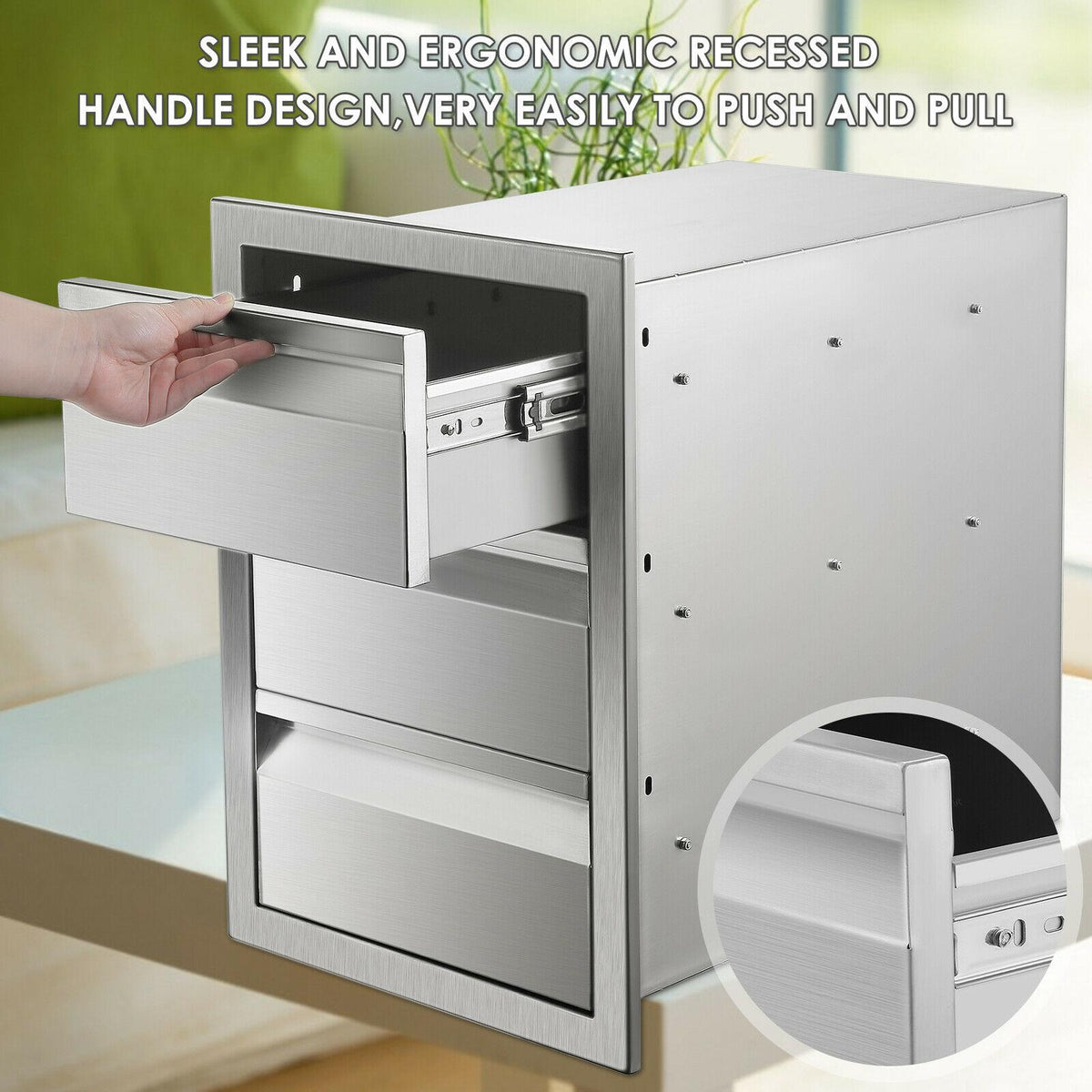 14x20.5x23" OUTDOOR KITCHEN DOUBLE DRAWER BBQ ISLAND STAINLESS STEEL USA