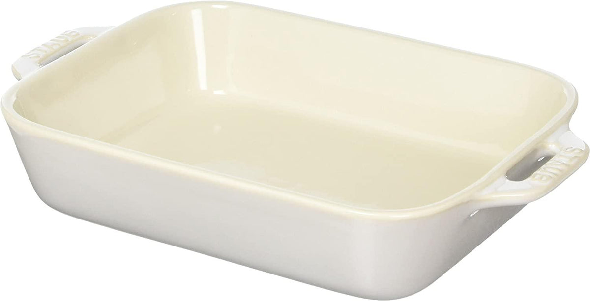 STAUB Ceramics Rectangular Baking Dish, 7.5x6-inch, Rustic Ivory