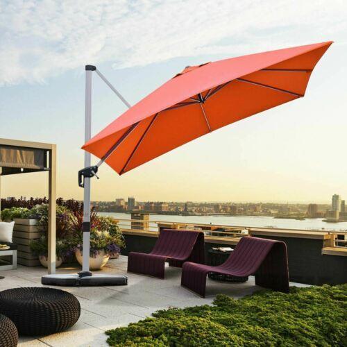 Red Modern 10ft 360 Degree Tilt Aluminum Square Patio Offset Cantilever Umbrella