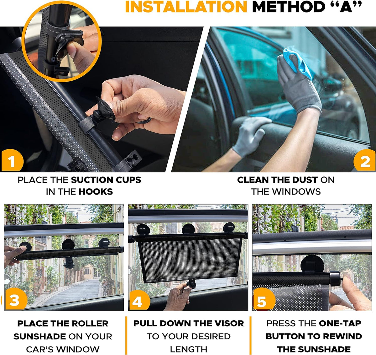 EcoNour Window Shades for Car Baby (2 Pack) | Retractable car Window Shade for Baby for Sun Protection for Kids, Passengers & Pets in The Back Seat | Car Window Covers for Trucks | XL (20”x22”)