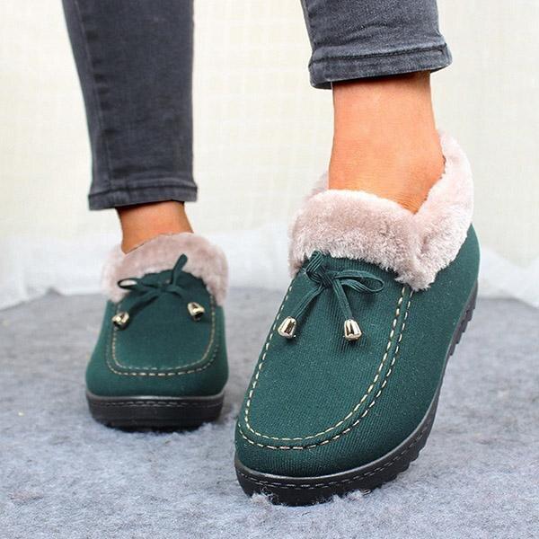 Ladies Winter Plush Lining Cotton Shoes Flat Boots